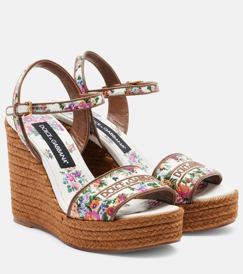 Dolce & Gabbana Floral embroidered espadrille wedges