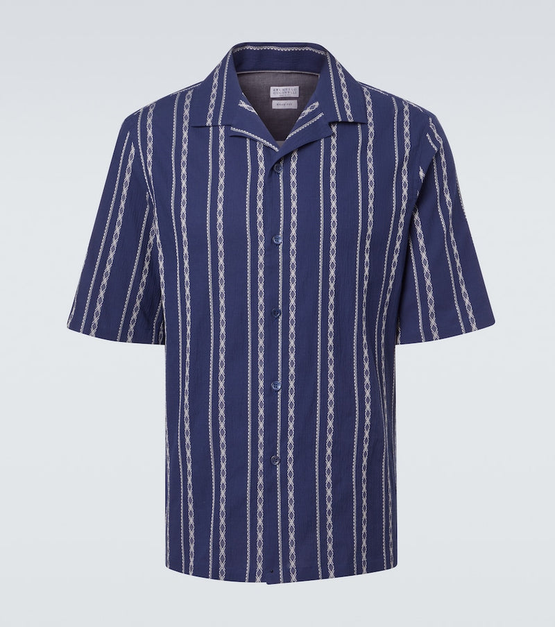 Brunello Cucinelli Printed cotton bowling shirt