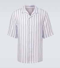 Brunello Cucinelli Striped linen bowling shirt