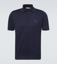 Brunello Cucinelli Embroidered cotton pique polo shirt