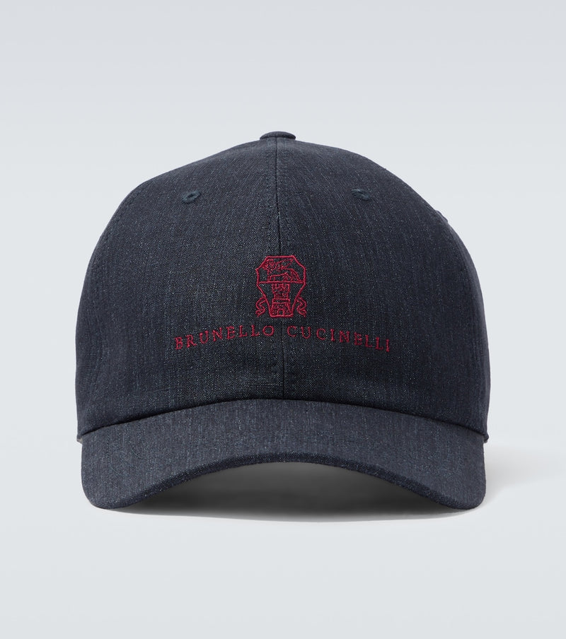 Brunello Cucinelli Embroidered denim baseball cap