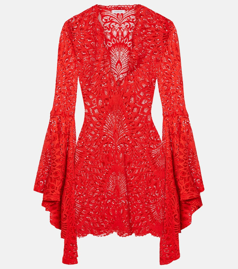 Alexandra Miro Kara Lace Beach Dress Red