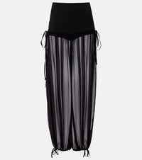 Nensi Dojaka Mesh-trimmed silk balloon pants