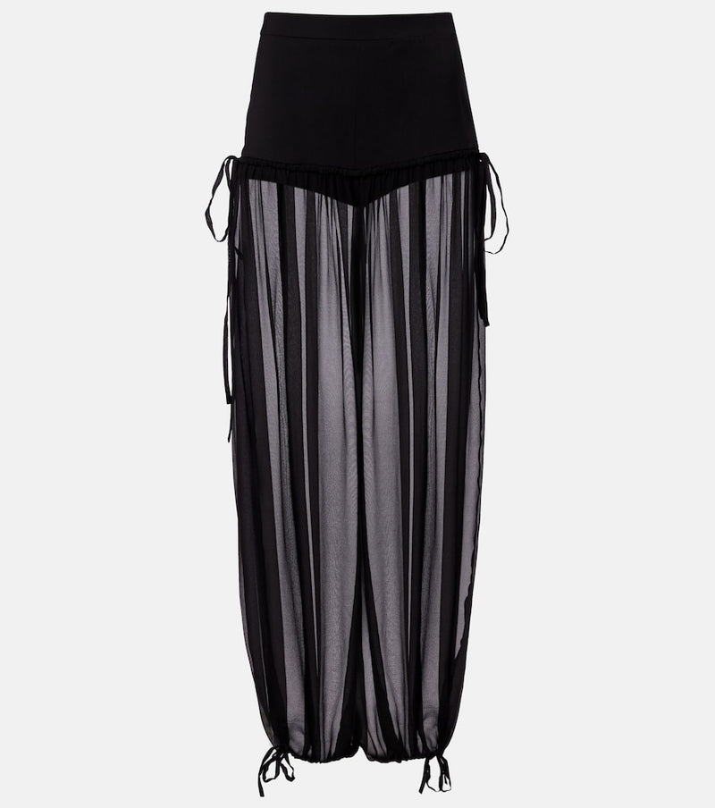 Nensi Dojaka Mesh-trimmed silk balloon pants