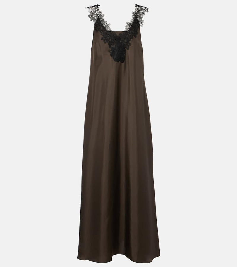 Rohe Lace-trimmed silk maxi dress