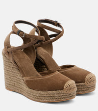 Brunello Cucinelli Monili 80 suede espadrille wedges
