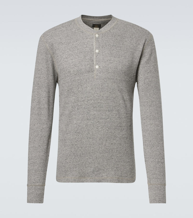 RRL Waffle-knit cotton Henley shirt