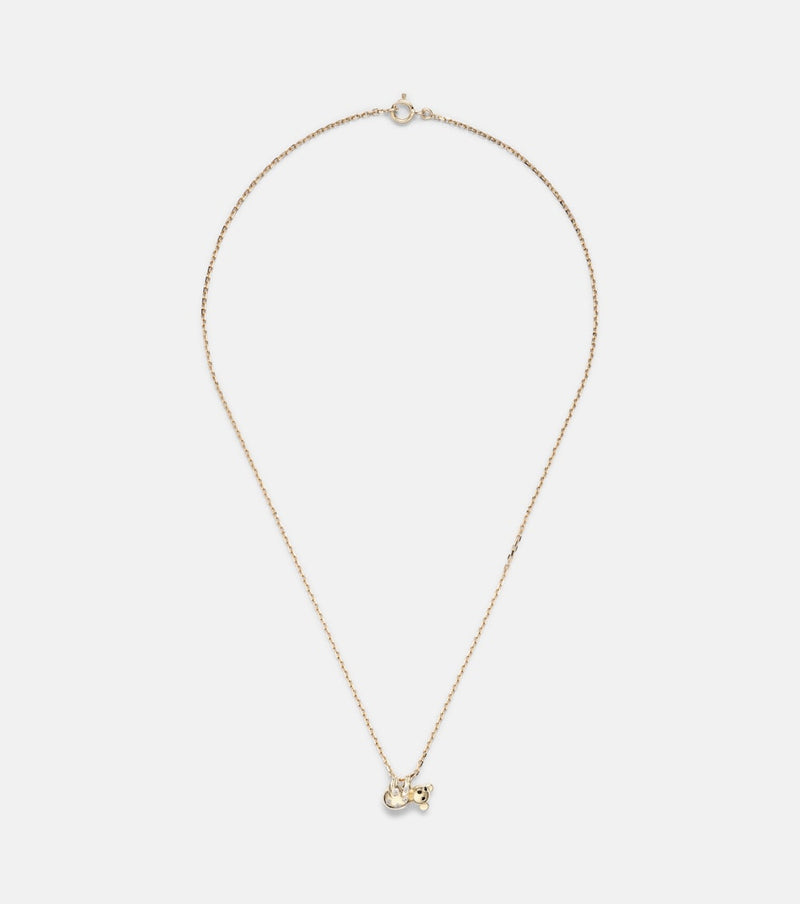 Yvonne Leon Koala 18kt gold necklace with diamonds and enamel