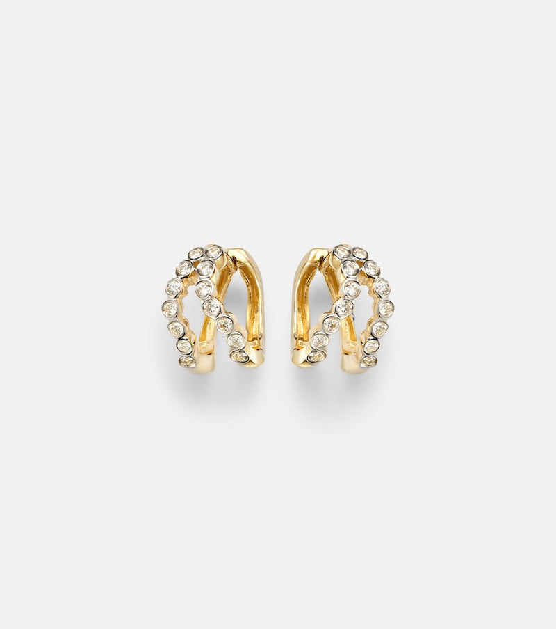 Mateo Wave 14kt gold (585/1000) huggie earrings with diamonds