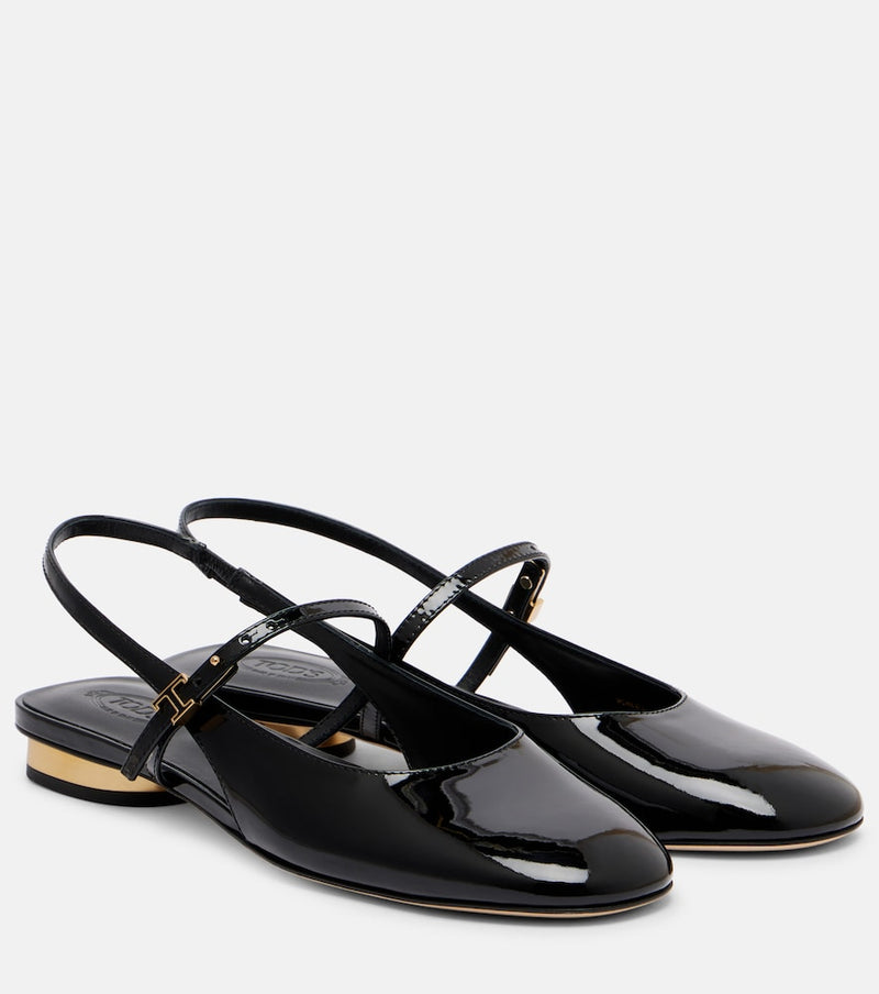 Tod\'s Patent leather slingback flats