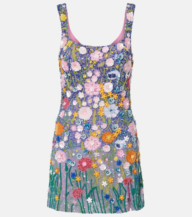 La Fuori Embroidered floral-applique minidress