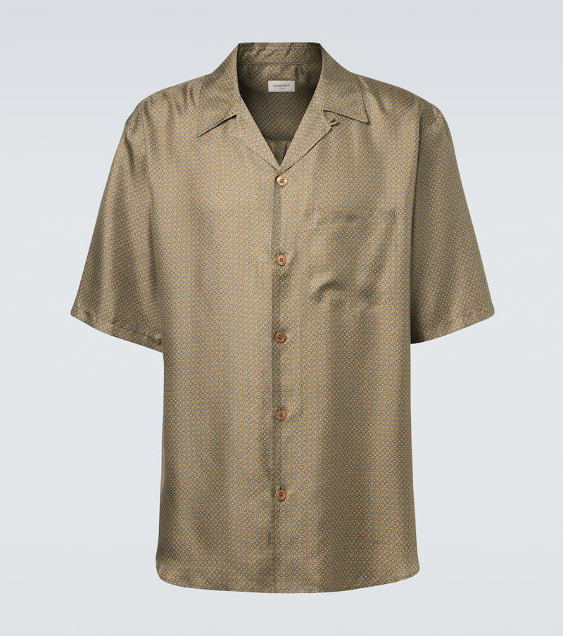 Saint Laurent Printed silk satin bowling shirt