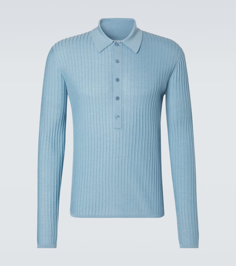 Saint Laurent Wool, cashmere, and silk polo shirt