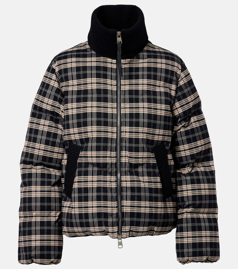 Varley Bryony checked flannel puffer jacket in Blue
