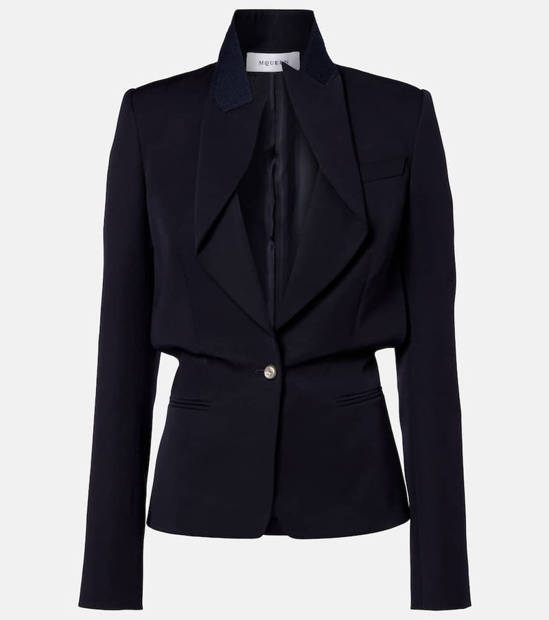 Mcqueen Wool Blazer Blue