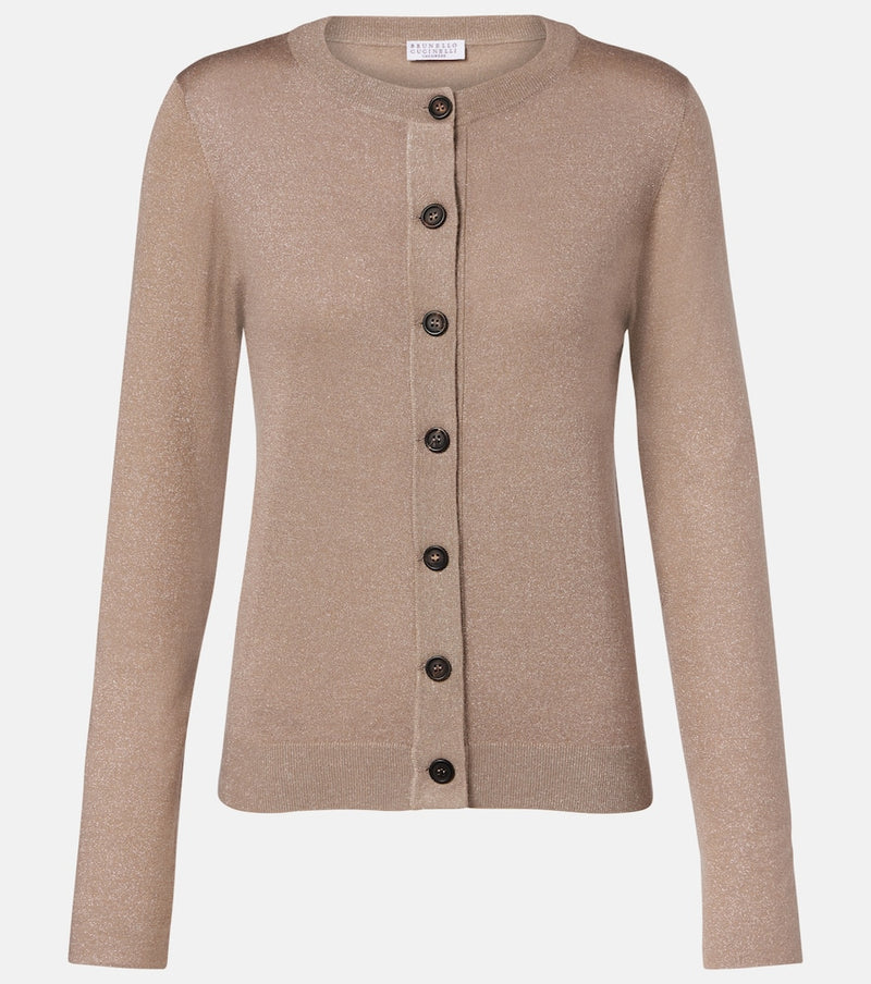 Brunello Cucinelli Cashmere-blend lame cardigan