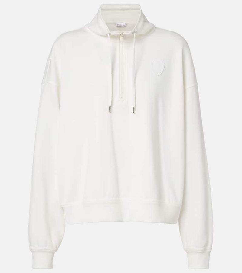 Brunello Cucinelli Cotton-blend zip-up sweatshirt