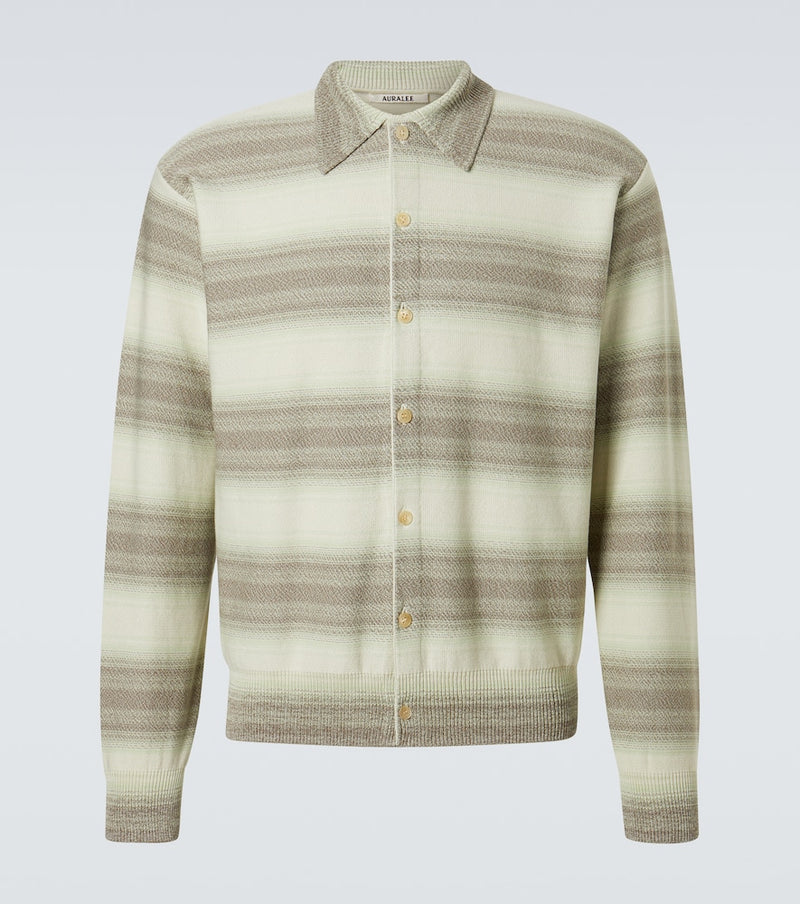 Auralee Striped cotton and silk cardigan
