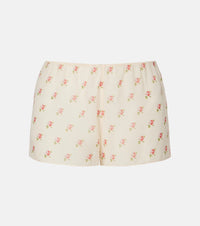 Khaite Tilly floral silk organza shorts