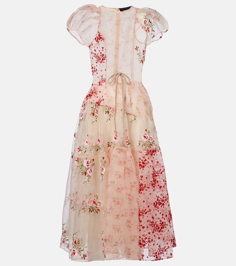 Simone Rocha Patchwork sheer organza midi dress