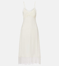 Simone Rocha Lace-trimmed crepe de chine slip dress