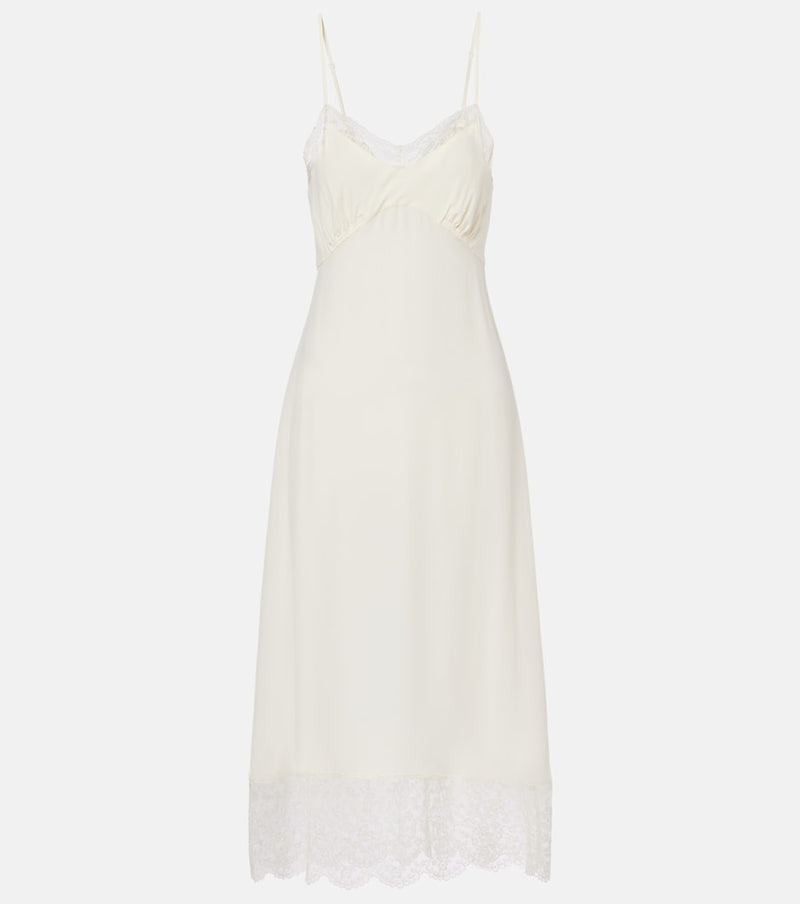 Simone Rocha Lace-trimmed crepe de chine slip dress