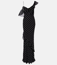 Self-Portrait Polka-dot ruffled georgette gown