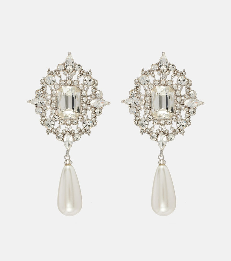 Self-Portrait Embellished drop earrings