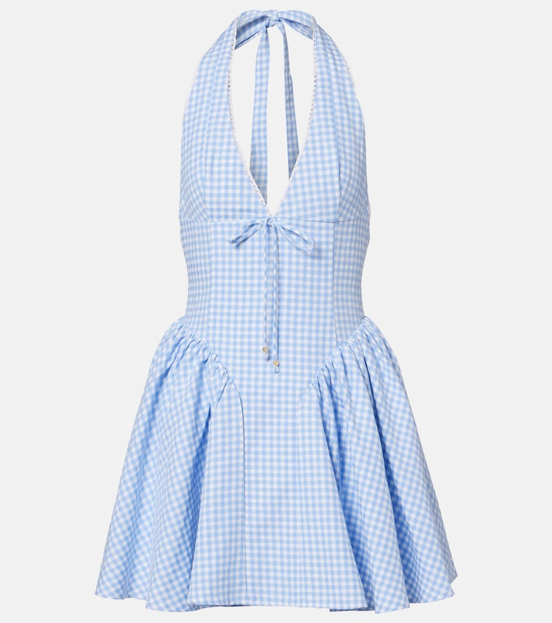 Bananhot Micaela gingham halterneck cotton minidress