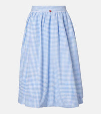Bananhot Alba gingham cotton poplin midi skirt