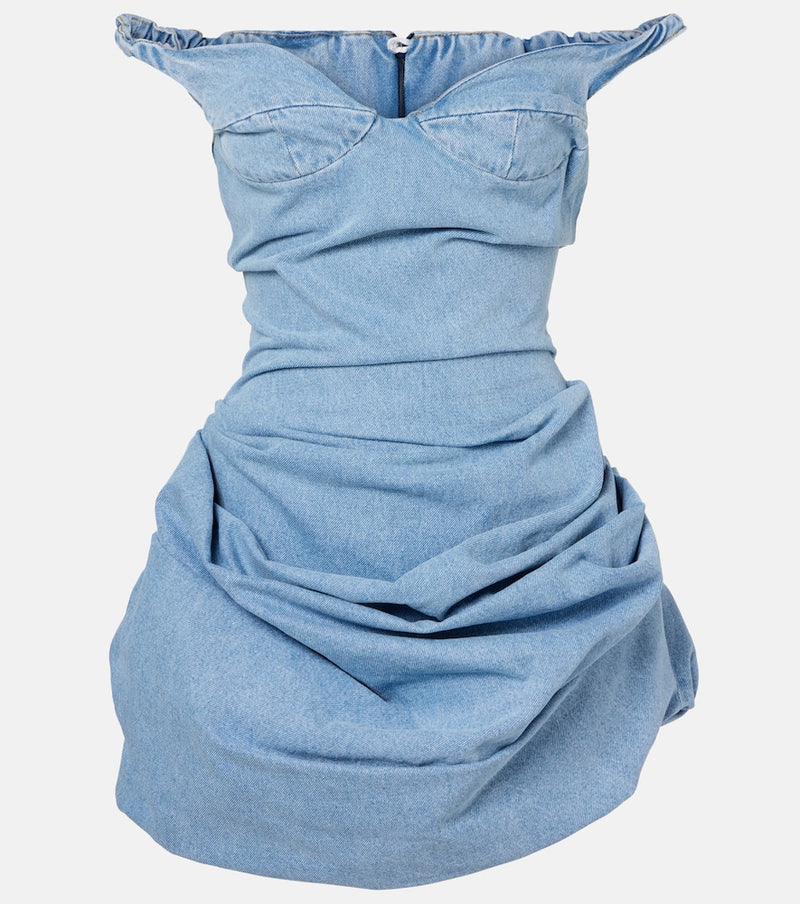 Magda Butrym Gathered off-shoulder denim minidress