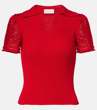 Magda Butrym Crochet-trimmed cotton polo shirt