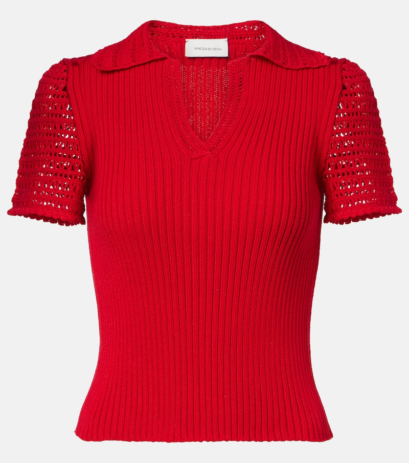 Magda Butrym Crochet-trimmed cotton polo shirt