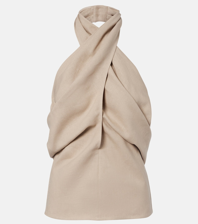 Magda Butrym Draped halterneck linen top
