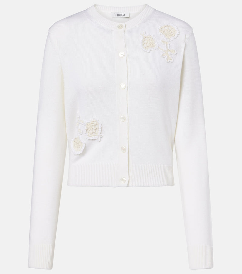 Erdem Floral-applique wool cardigan