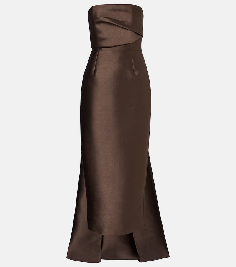 Solace London Kiki draped strapless satin cocktail dress