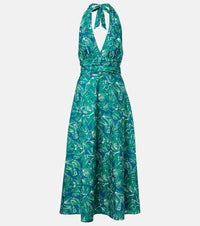 Max Mara Printed halterneck cotton midi dress