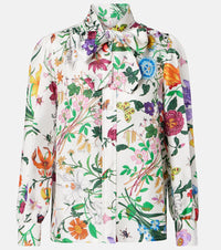 Gucci Floral tie-neck silk twill shirt