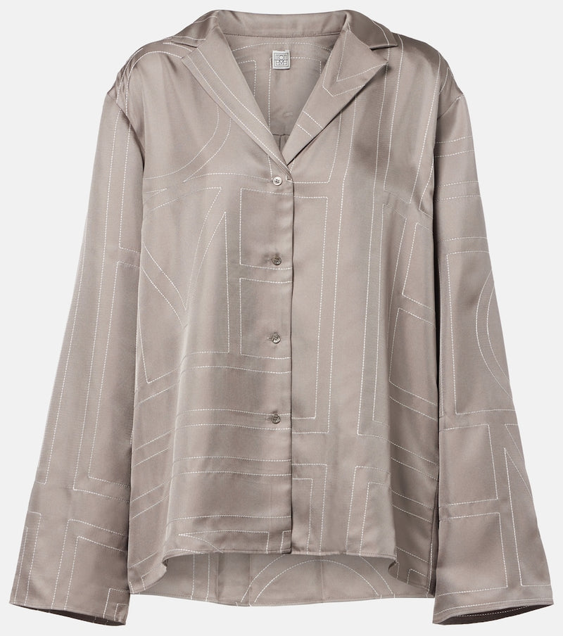 Toteme Monogram silk twill pajama shirt