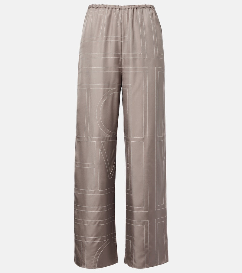 Toteme Monogram silk twill pajama pants