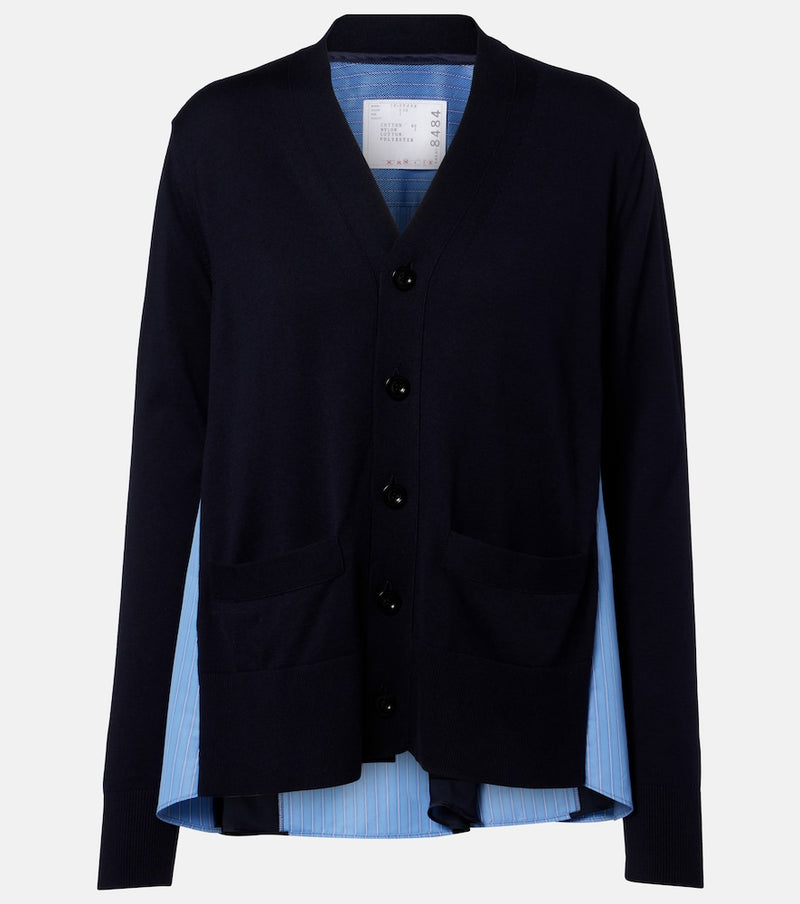 Sacai Striped cotton poplin cardigan