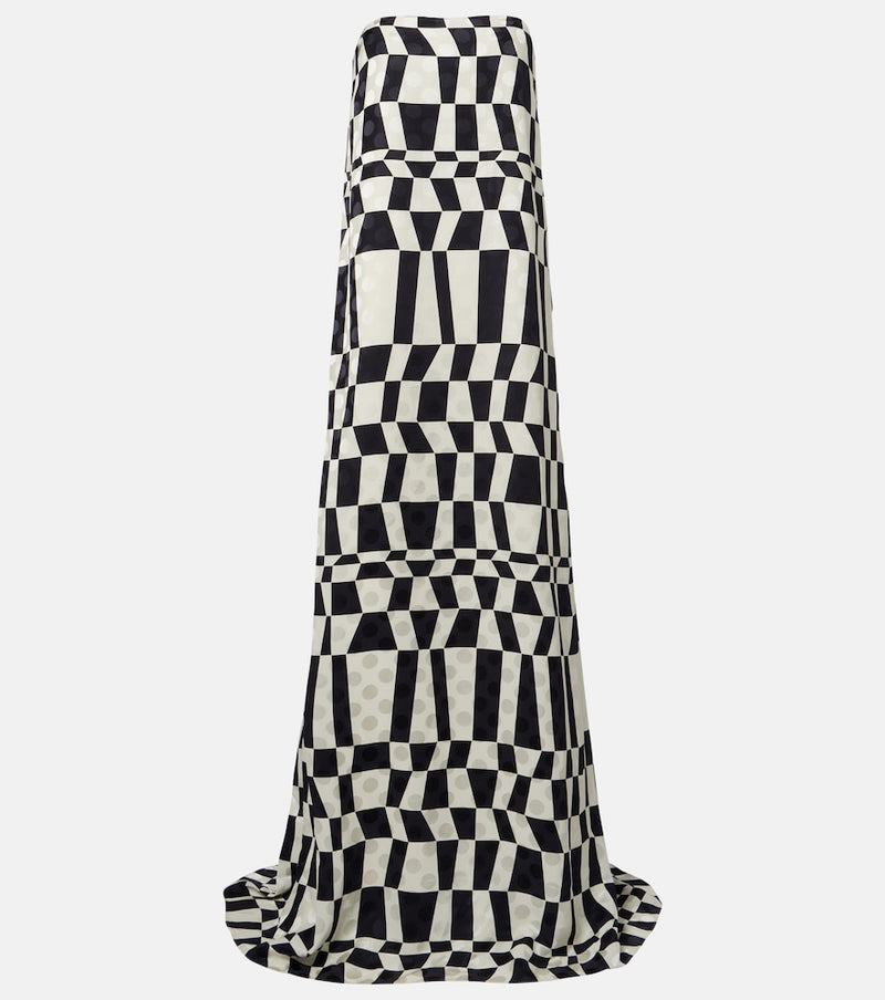 Dries Van Noten Printed bustier gown