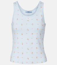 Prada Floral cotton-blend tank top