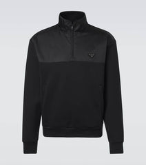 Prada Cotton-blend fleece half-zip sweatshirt