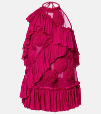 Dries Van Noten Floral-applique ruffled top