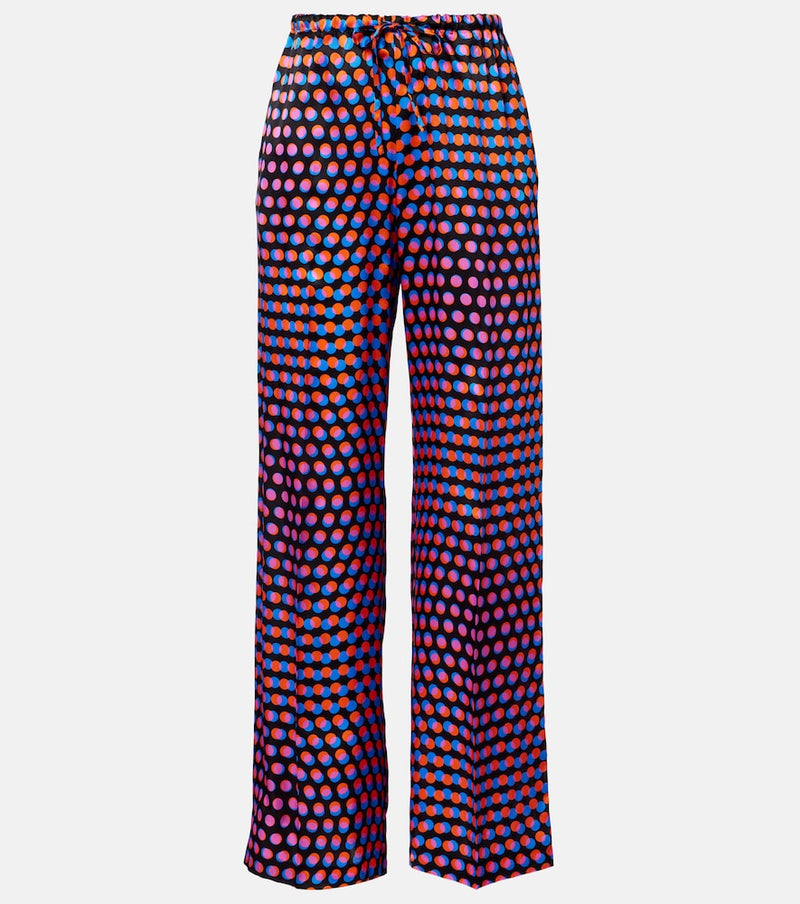 Dries Van Noten Polka-dot silk wide-leg pants