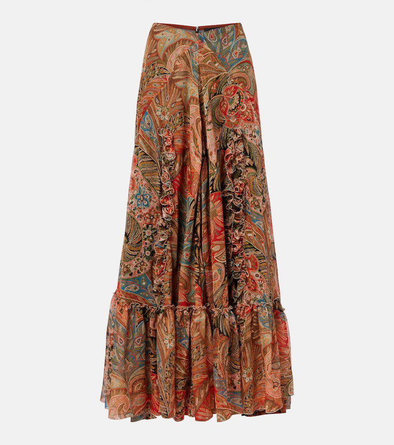 Etro Printed silk maxi skirt