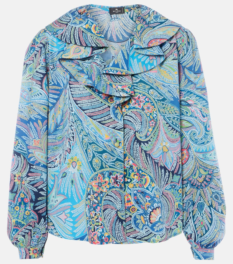 Etro Paisley ruffled cotton-blend shirt