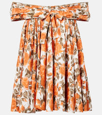 Chloe Floral pleated cotton poplin minidress