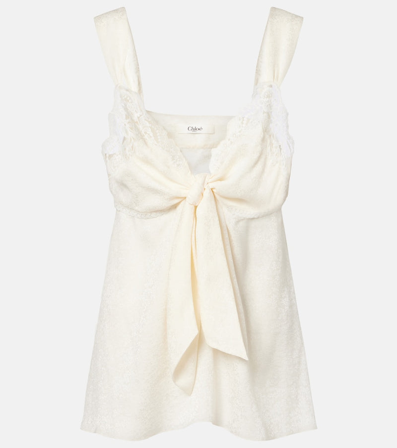 Chloe Lace-trimmed silk top
